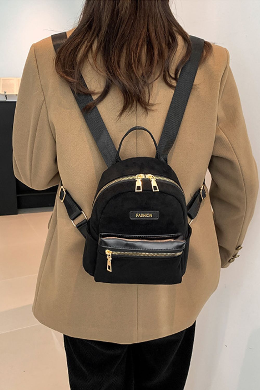 Janie Suede Adjustable Strap Backpack Bag
