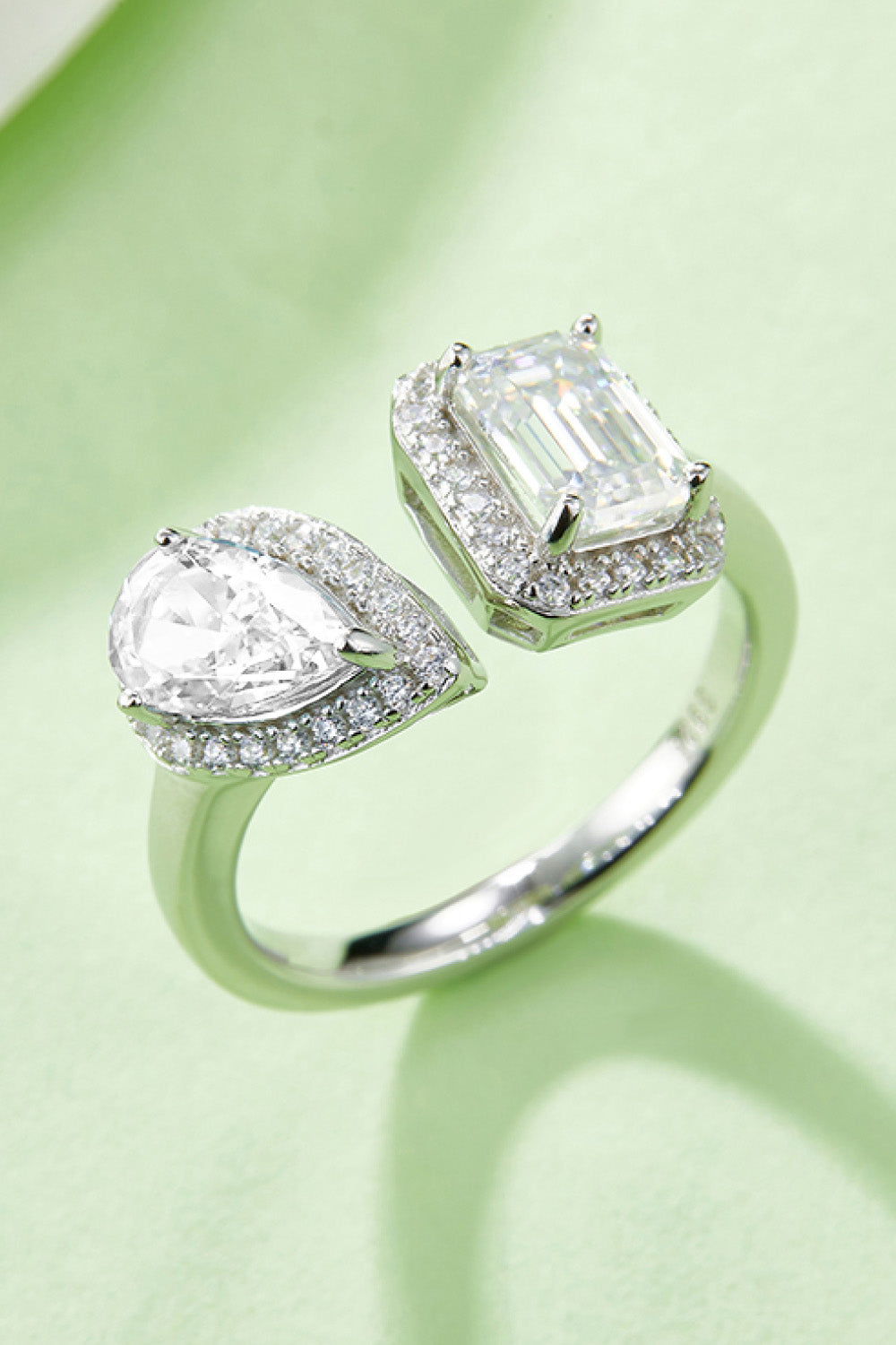 "Better Together" 1 Carat Moissanite 925 Sterling Silver Open Ring
