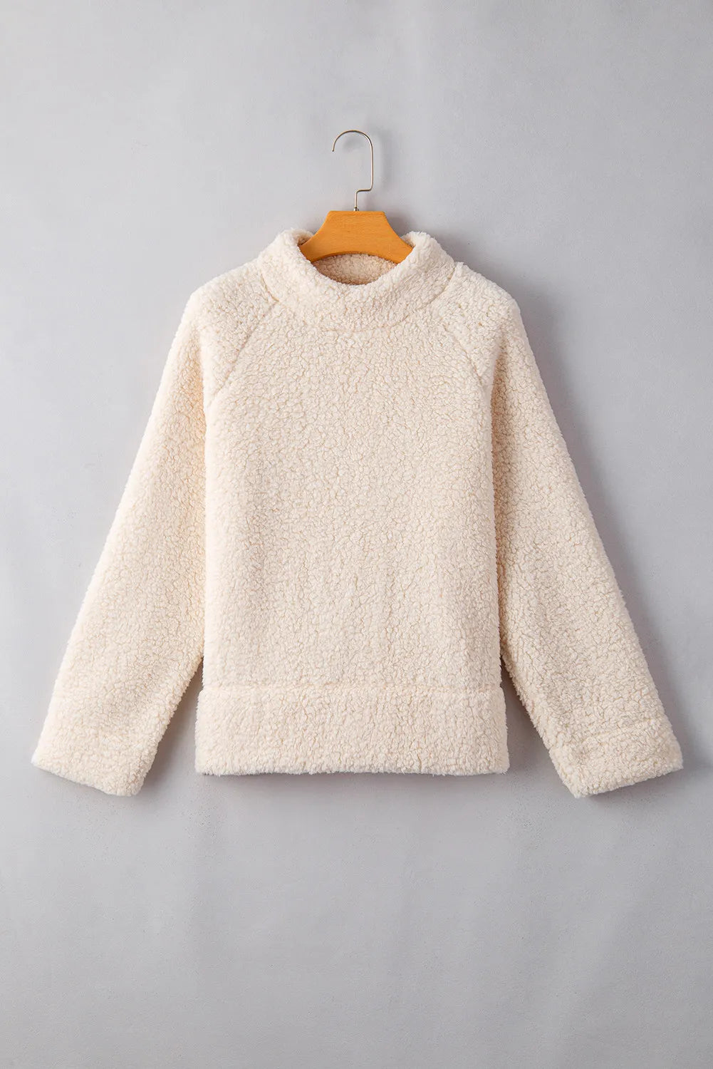 Cozy Classic Turtleneck Long Sleeve Slit Fleece Sweatshirt