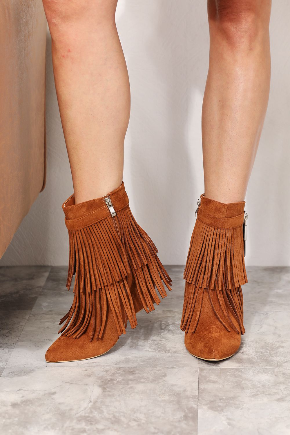 Aurora Stomp Women's Tassel Wedge Heel Ankle Booties