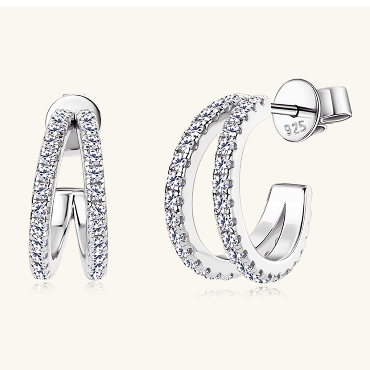 Ivanna Moissanite 925 Sterling Silver C-Hoop Earrings