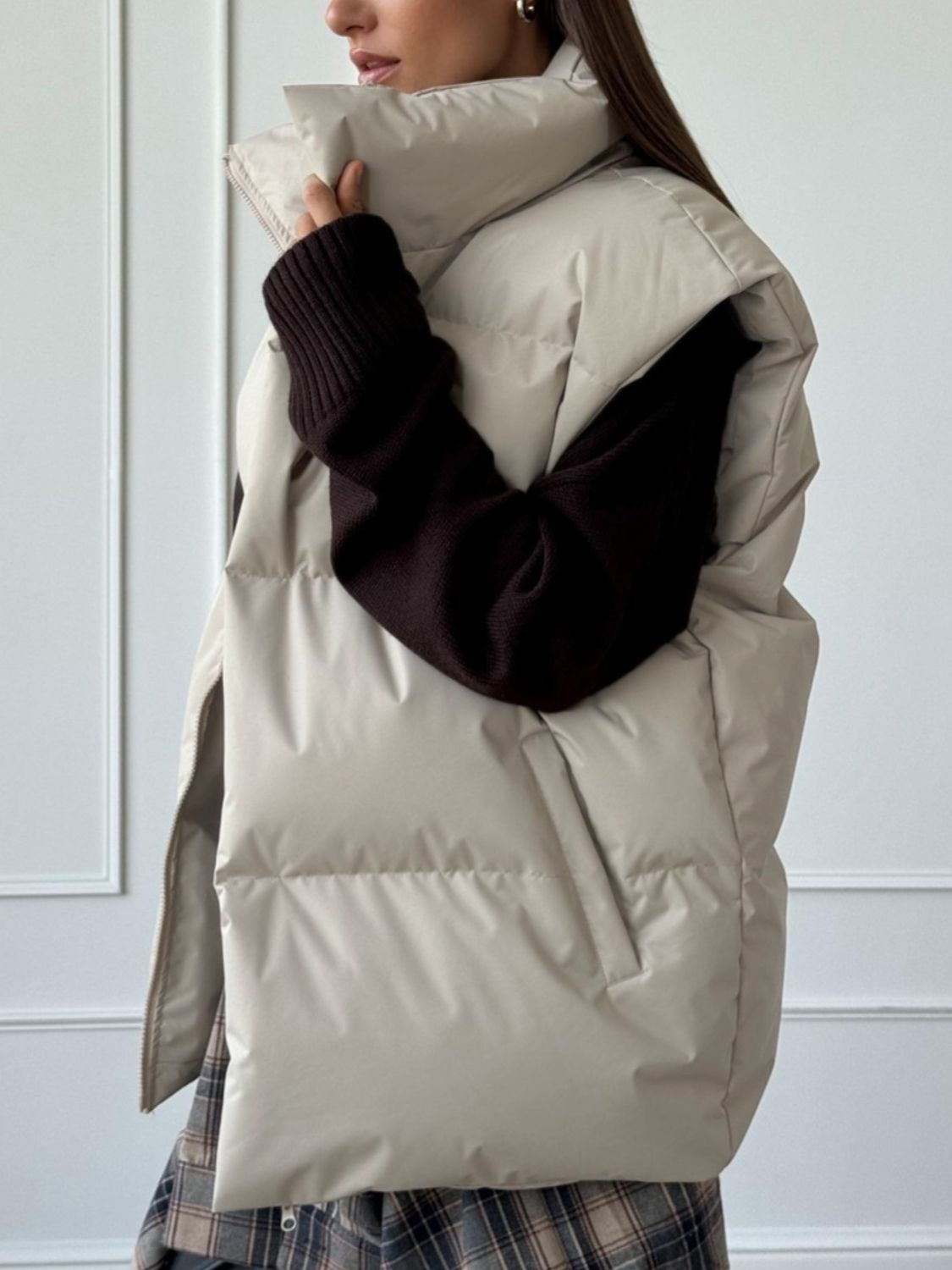 Amarae Zip Up Turtleneck Vest Coat