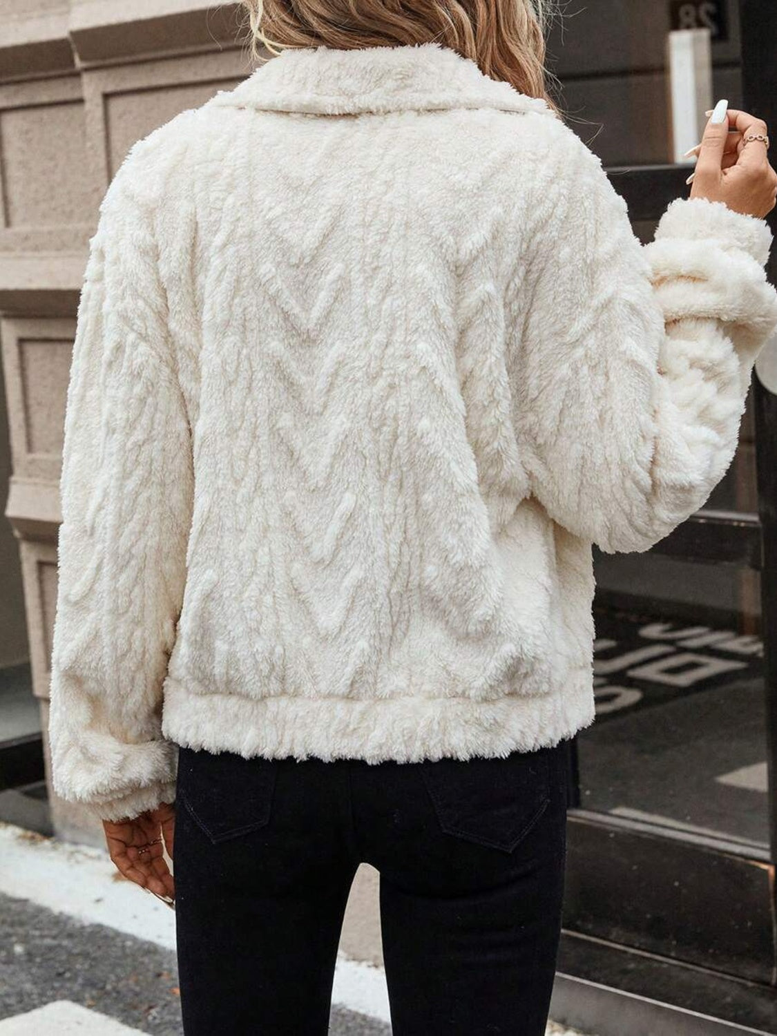 Avelina Button Up Long Sleeve Fuzzy Outerwear