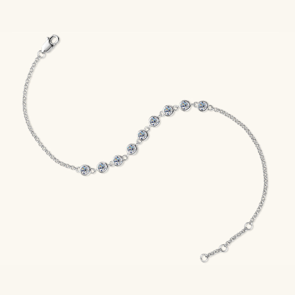 "Lumina" Inlaid Moissanite 925 Sterling Silver Bracelet