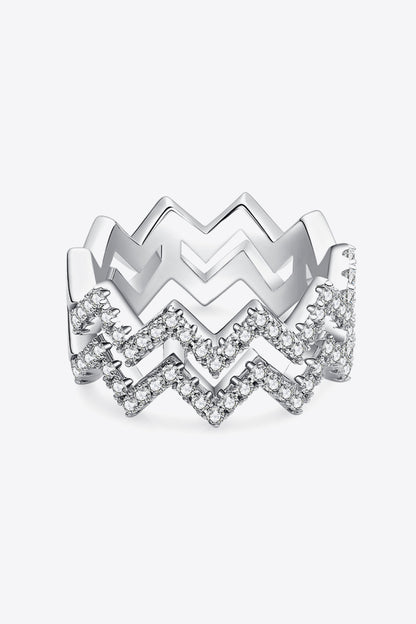 "Your the Zig to my Zag" Adored Moissanite Chevron Stacking Rings