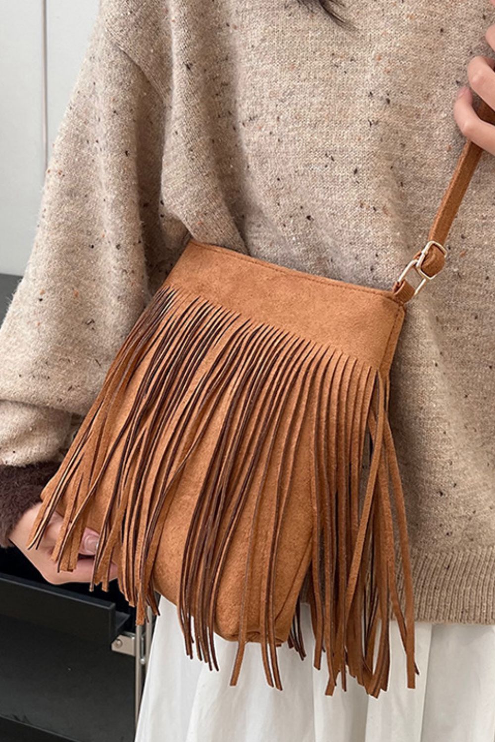 Lorraine Suede Fringe Shoulder Bag