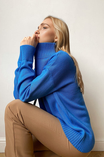 Cozy Bliss Turtleneck Dropped Shoulder Long Sleeve Sweater