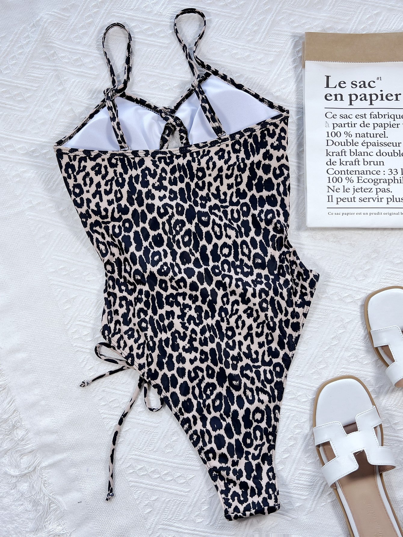"Roar" Leopard Cutout Tied One-Piece Swimsuit