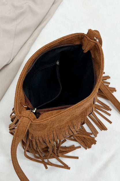 Lorraine Suede Fringe Shoulder Bag