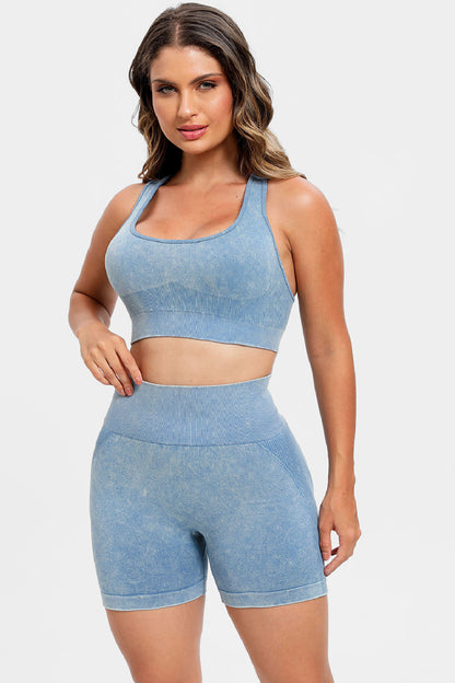 Bessa 3 Piece Washed Square Neck Wide Strap Active Set