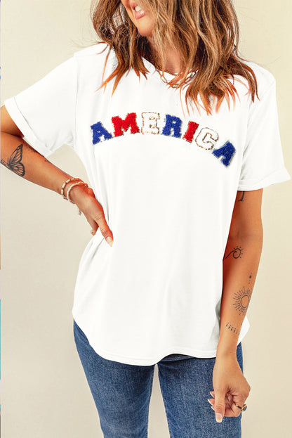 "AMERICA" Round Neck Short Sleeve T-Shirt