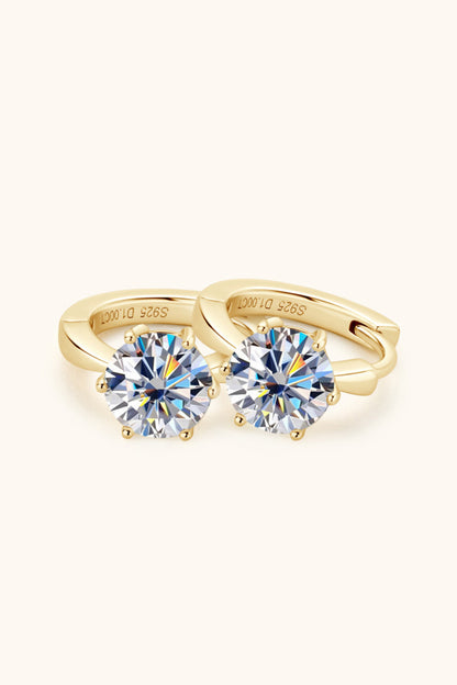 "Perfectionist" 2 Carat Moissanite 925 Sterling Silver Huggie Earrings