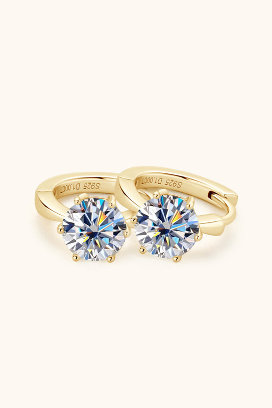 "Perfectionist" 2 Carat Moissanite 925 Sterling Silver Huggie Earrings