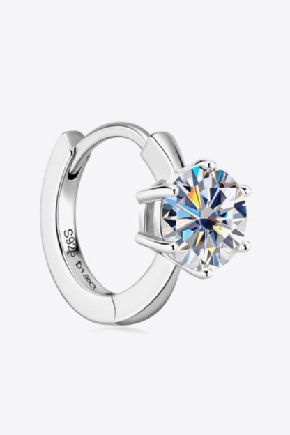 "Perfectionist" 2 Carat Moissanite 925 Sterling Silver Huggie Earrings
