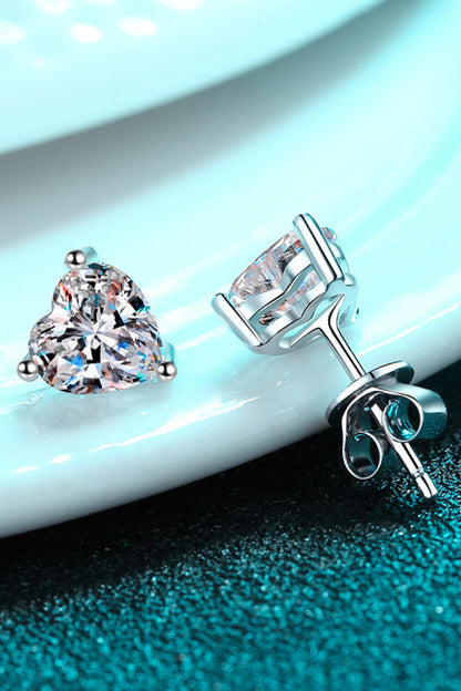 Everlast 2 Carat Moissanite Heart-Shaped Stud Earrings