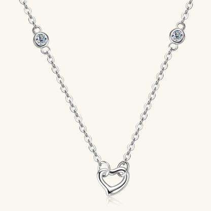 "Lovely" Moissanite 925 Sterling Silver Heart Necklace