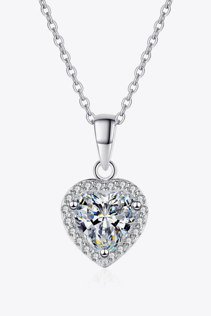 "Serene" 1 Carat Moissanite Heart Pendant Chain Necklace