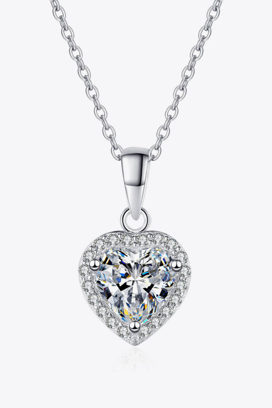 "Serene" 1 Carat Moissanite Heart Pendant Chain Necklace