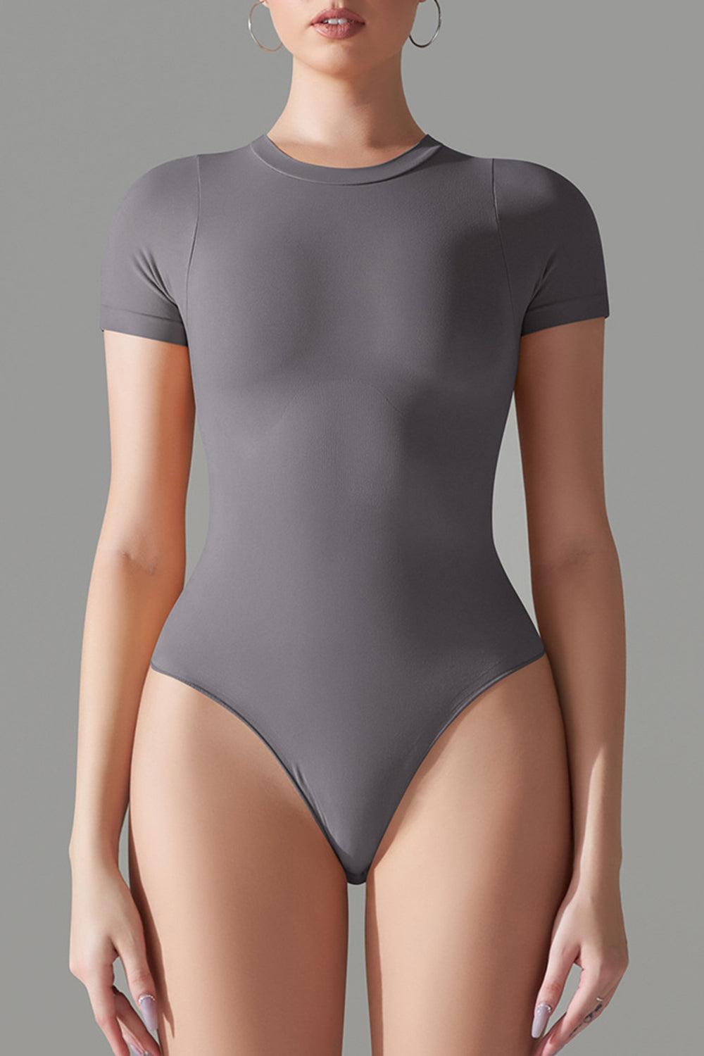 Leslie Round Neck Short Sleeve Active Bodysuit