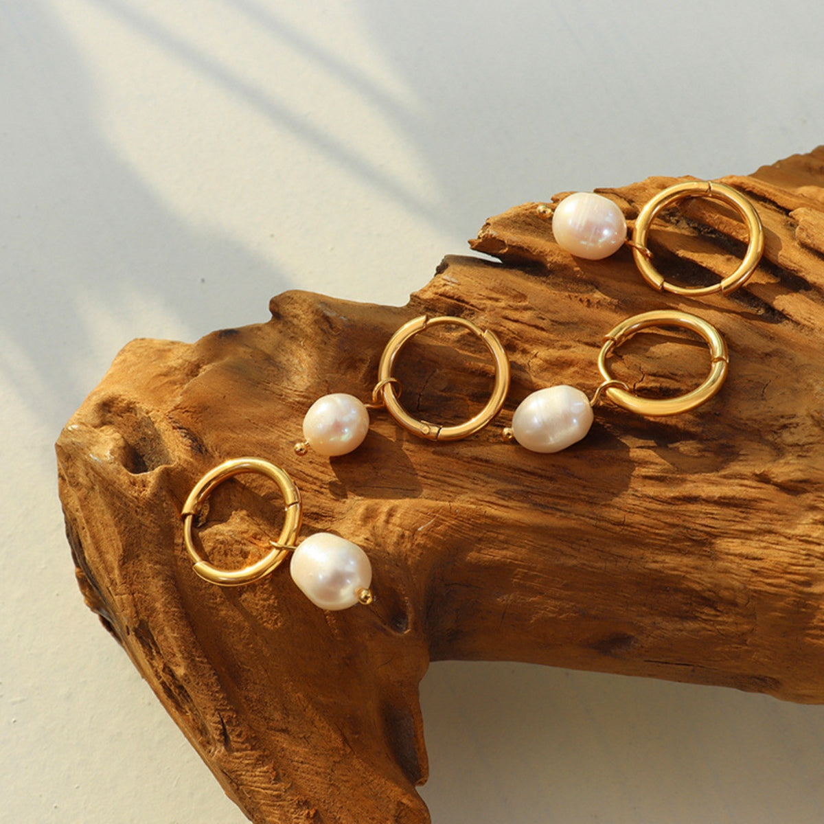Tabitha Gold-Plated Titanium Steel Pearl Earrings