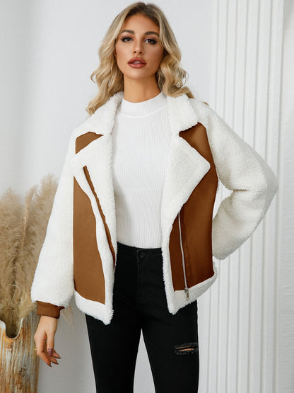 Elowen Pocketed Sherpa Zip Up Long Sleeve Jacket