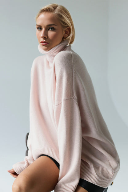 Cozy Bliss Turtleneck Dropped Shoulder Long Sleeve Sweater
