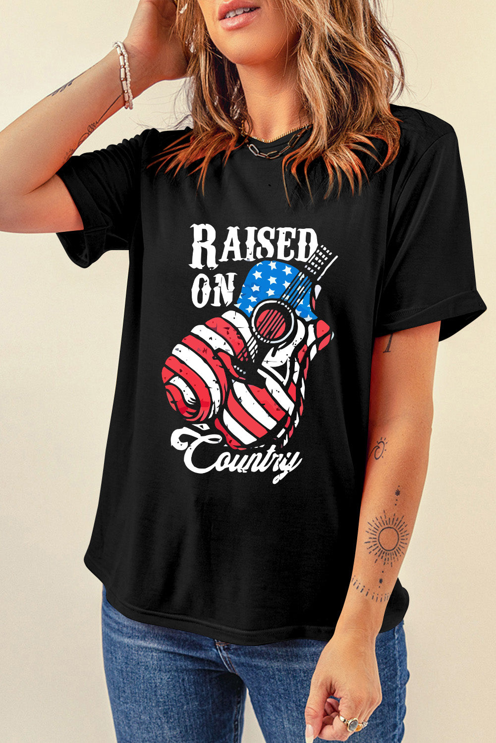 "RAISED ON COUNTRY" Round Neck T-Shirt
