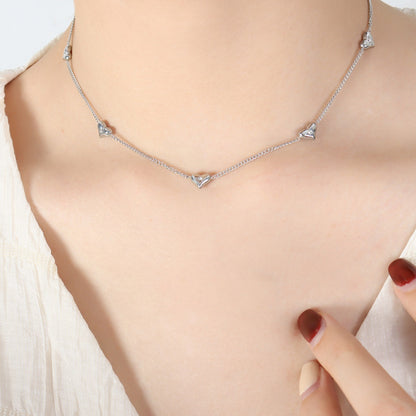 Graceful Love Titanium Steel Zircon Heart Necklace
