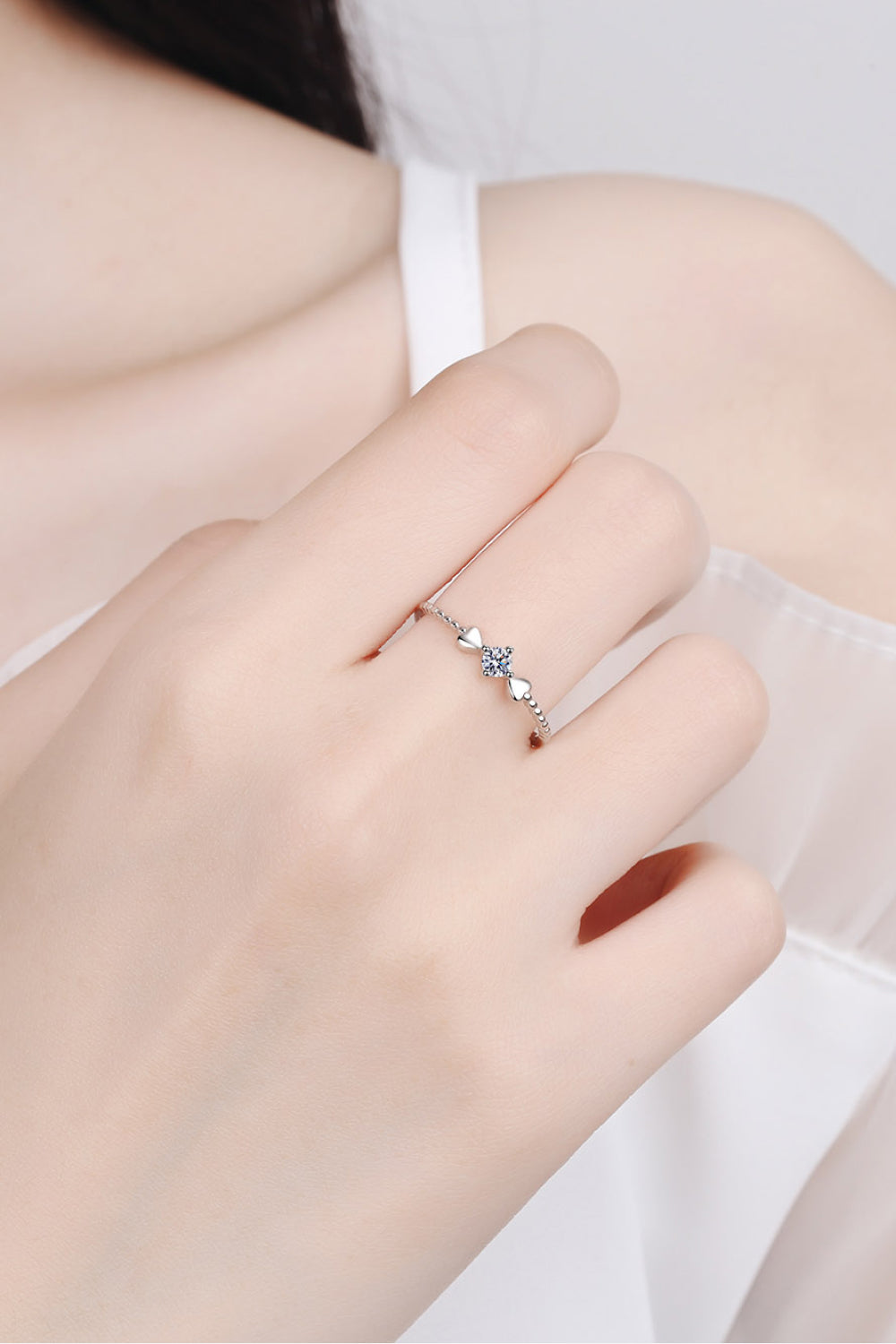 Devyn Adored Moissanite Heart 925 Sterling Silver Ring