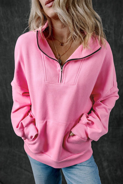 Getting Cozy Half Zip Long Sleeve Sweatshirt