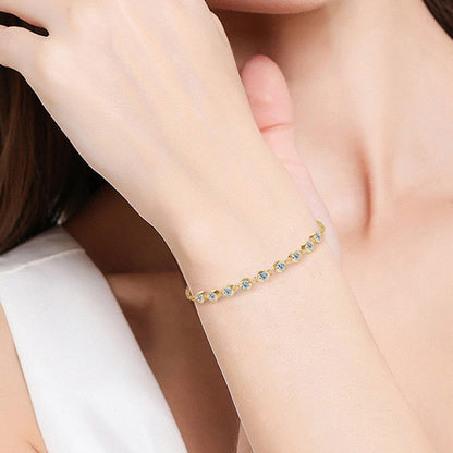 "Lumina" Inlaid Moissanite 925 Sterling Silver Bracelet