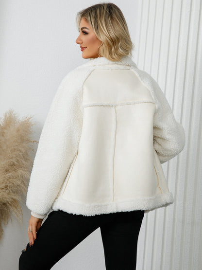 Elowen Pocketed Sherpa Zip Up Long Sleeve Jacket