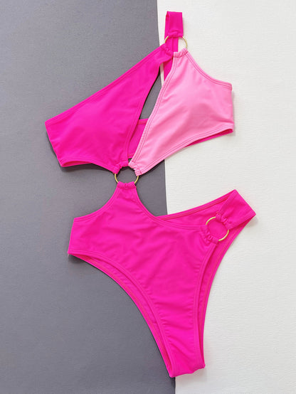 "Bali" One-Shoulder Cutout Ring Detail One-Piece Swimsuit