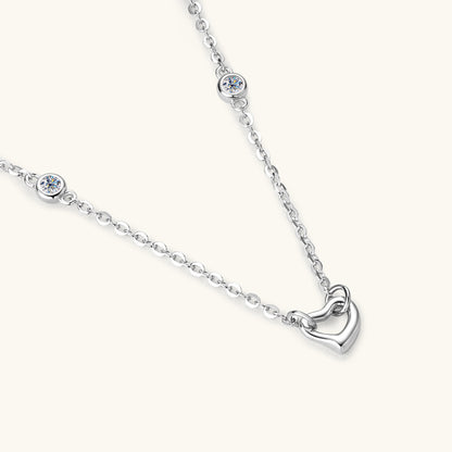 "Lovely" Moissanite 925 Sterling Silver Heart Necklace