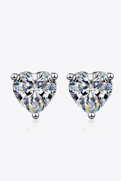 Everlast 2 Carat Moissanite Heart-Shaped Stud Earrings