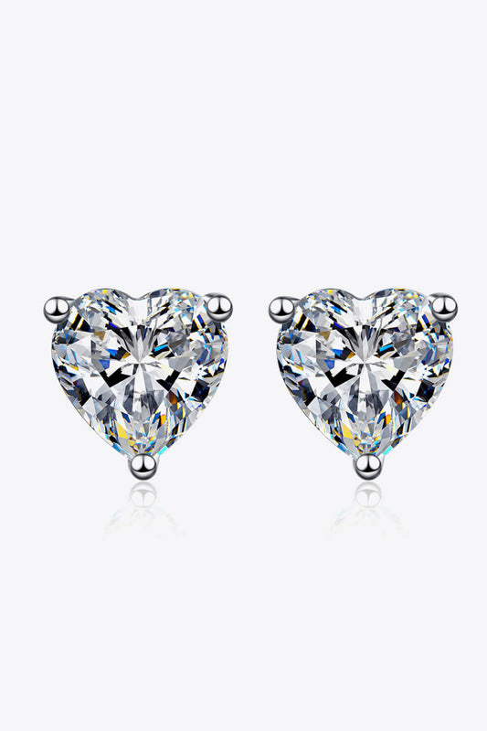 Everlast 2 Carat Moissanite Heart-Shaped Stud Earrings