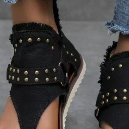 Jordan Studded Raw Hem Flat Sandals