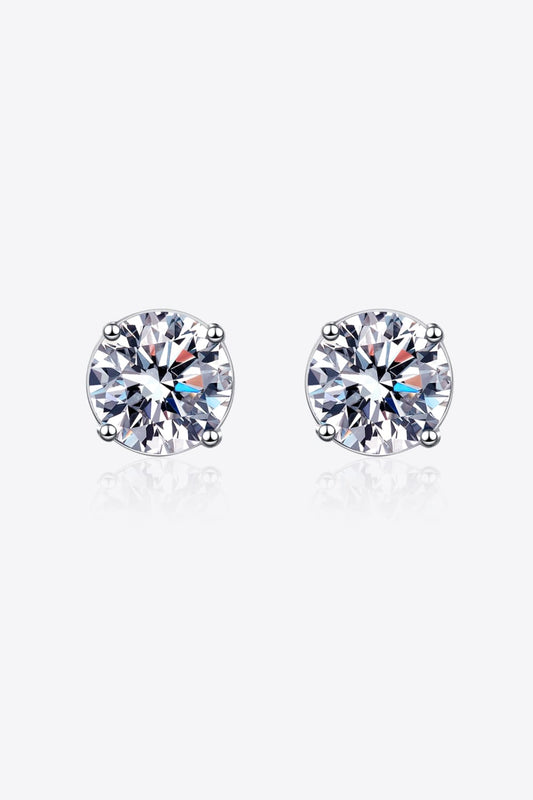 Sammie 2 Carat Moissanite Rhodium-Plated Stud Earrings