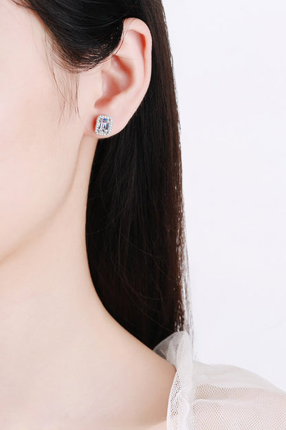 Davina Adored 1 Carat Moissanite Rhodium-Plated Square Stud Earrings
