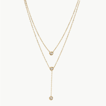 Macey Stainless Steel Zircon Double-Layered Necklace