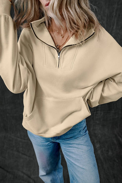 Getting Cozy Half Zip Long Sleeve Sweatshirt