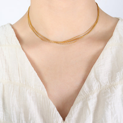 Luna Grace 18K Gold-Plated Multi-Layer Clavicle Chain Necklace