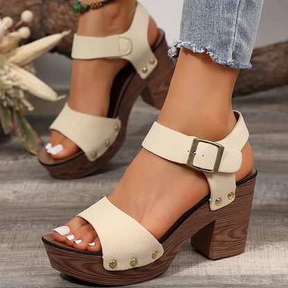Paige Peep Toe Block Heel Sandals