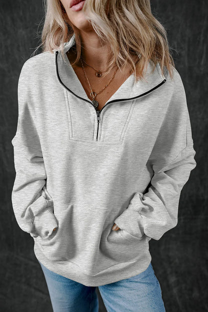 Getting Cozy Half Zip Long Sleeve Sweatshirt