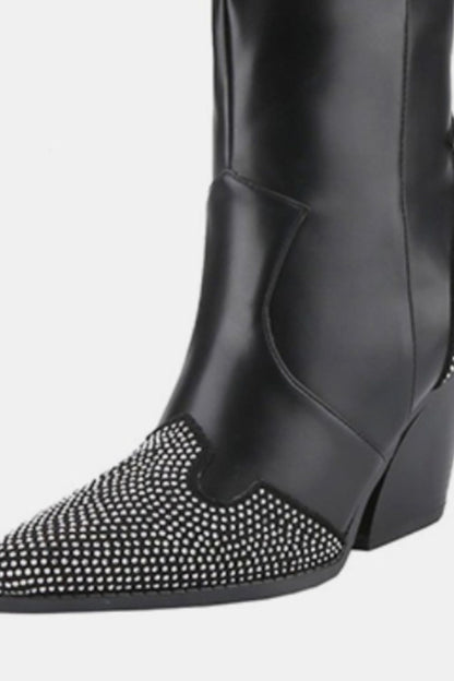 Dark Spur Rhinestone Decor Western Boots