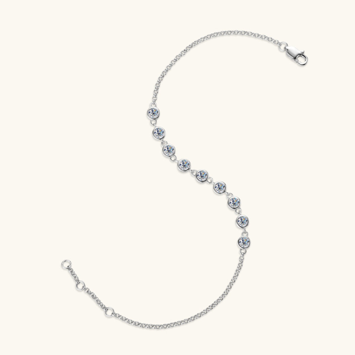 "Lumina" Inlaid Moissanite 925 Sterling Silver Bracelet