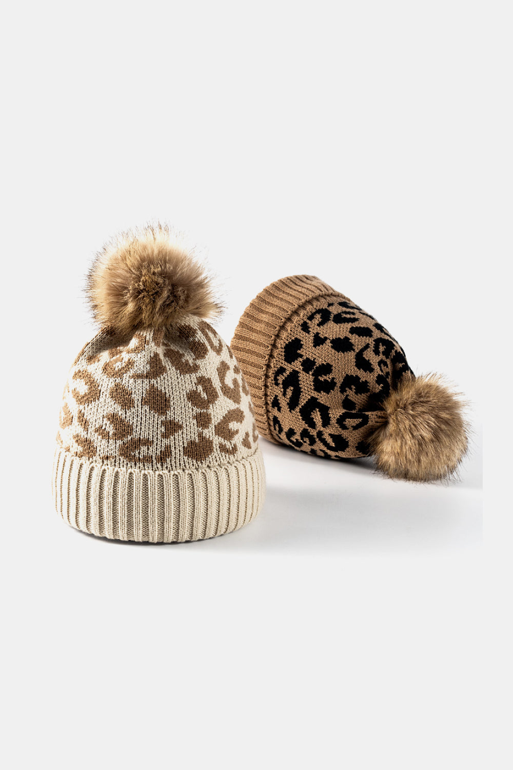 Just Chill Leopard Pom-Pom Cuffed Beanie