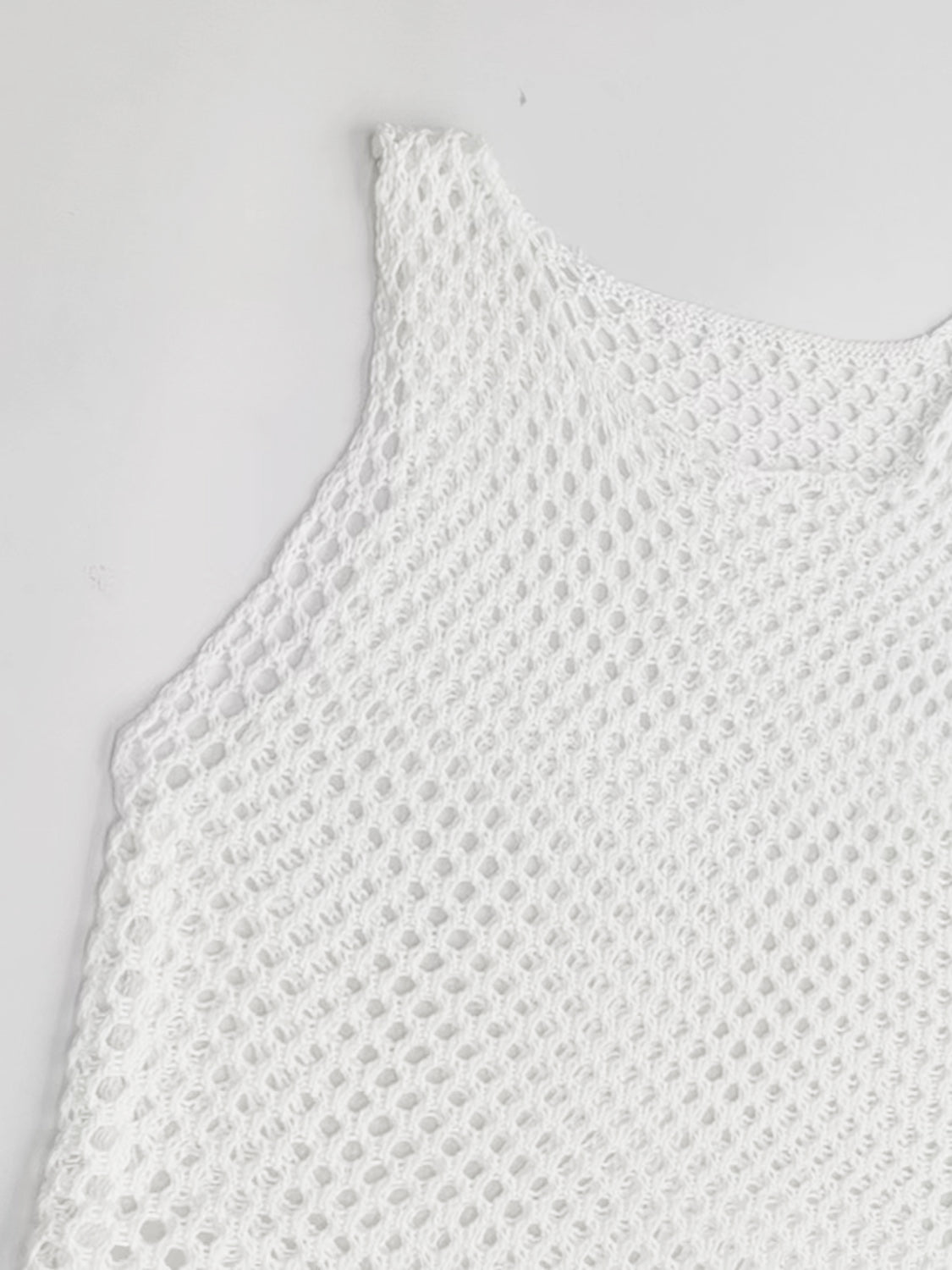 "Dancing in the Sun" Tassel Hem Hollow Out Sleeveless Cover Up