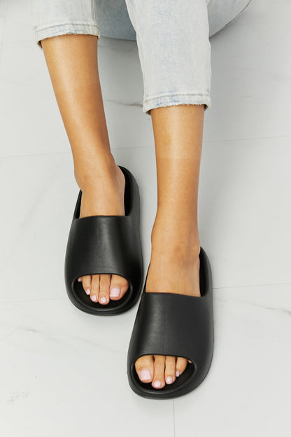 Black Open Toe Slides