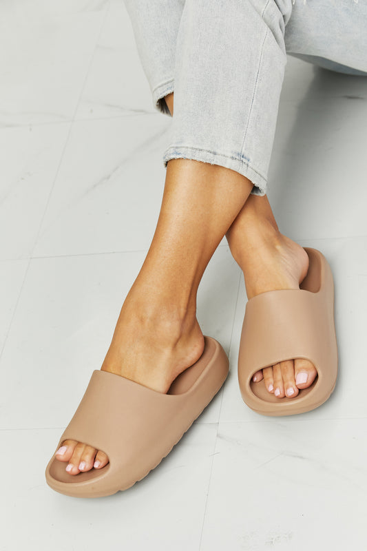 Beige Open Toe Slides